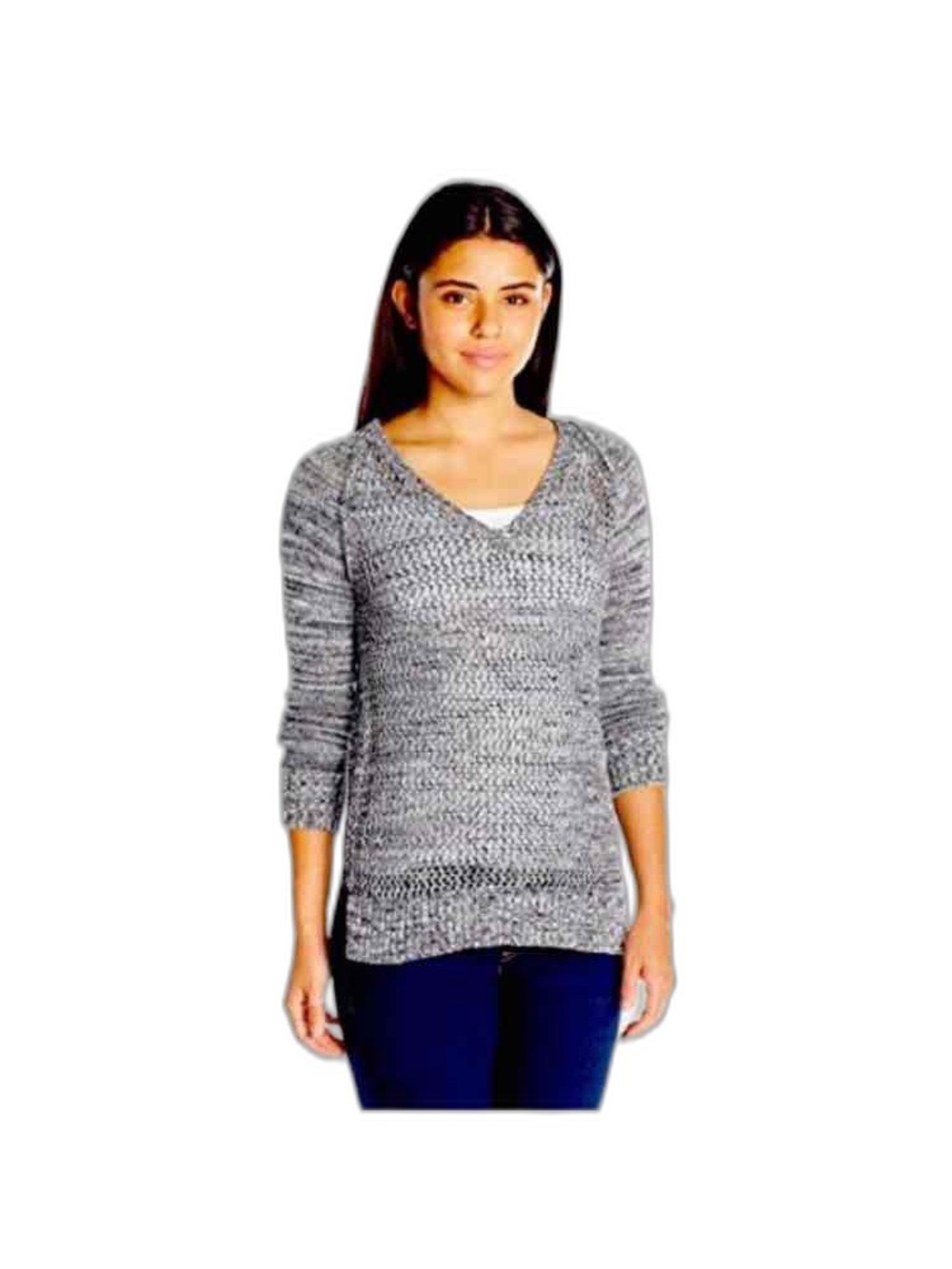 Roxy Three Hour Tour Maried Knit V-Neck Sweater Grey Size Medium NWT